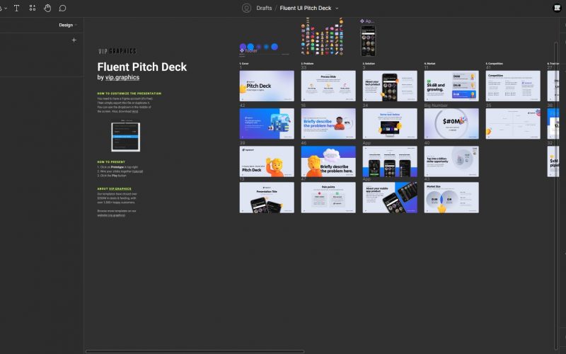 fluent-pitch-deck-figma Fluent UI Presentation template for Figma - Expert-designed template for startup investor presentations | VIP Graphics