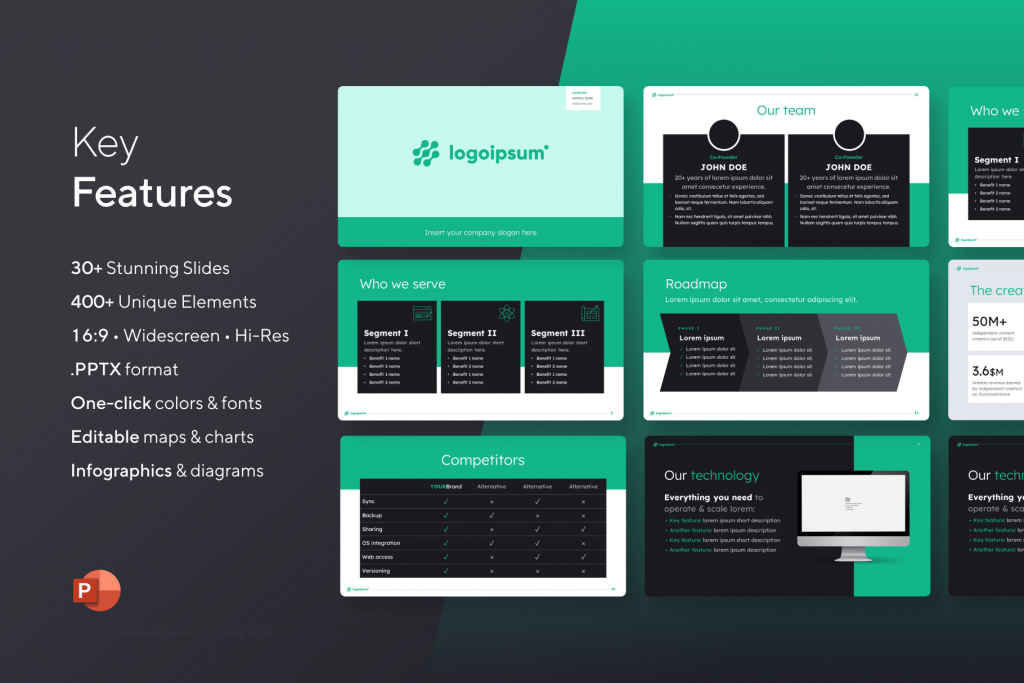 Demo Day Investor Deck - 30+ Slides - 3-Minute Pitch Presentation Template for PowerPoint | VIP Graphics