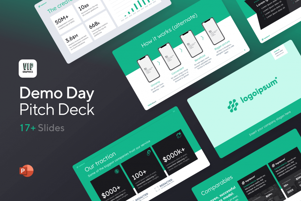 Demo Day Pitch Deck - 3-Minute Investor Presentation Template for PowerPoint | VIP Graphics