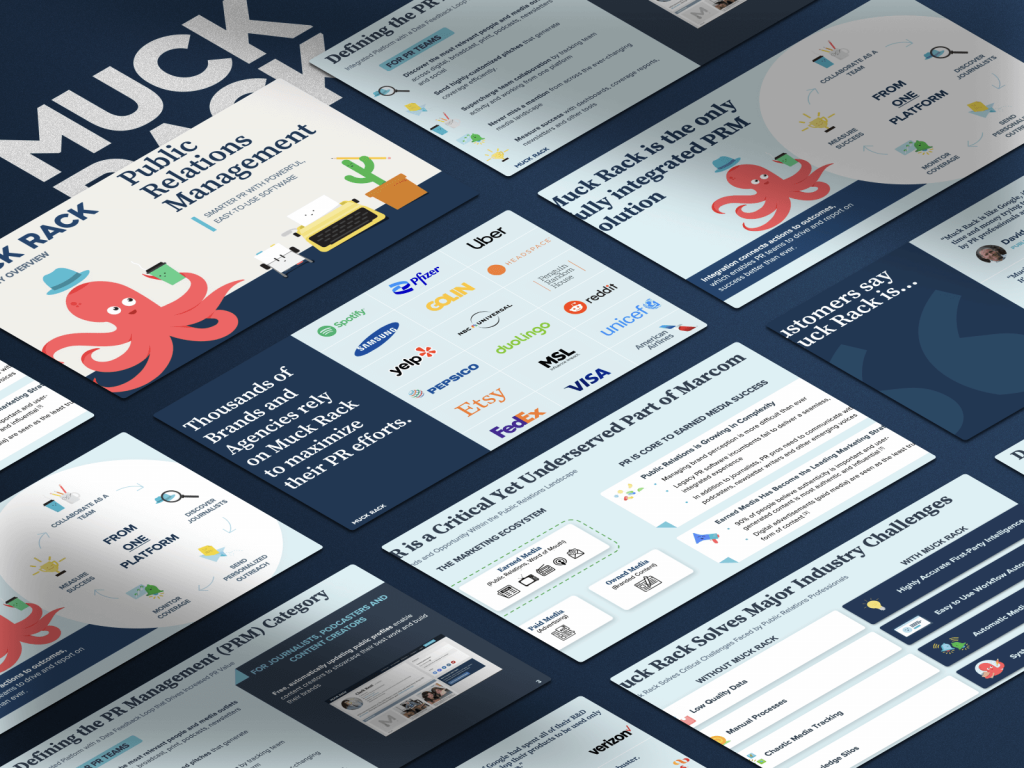 Muck Rack Investor Presentation: best pitch deck examples - $180M Series A for PR software | VIP Graphics
