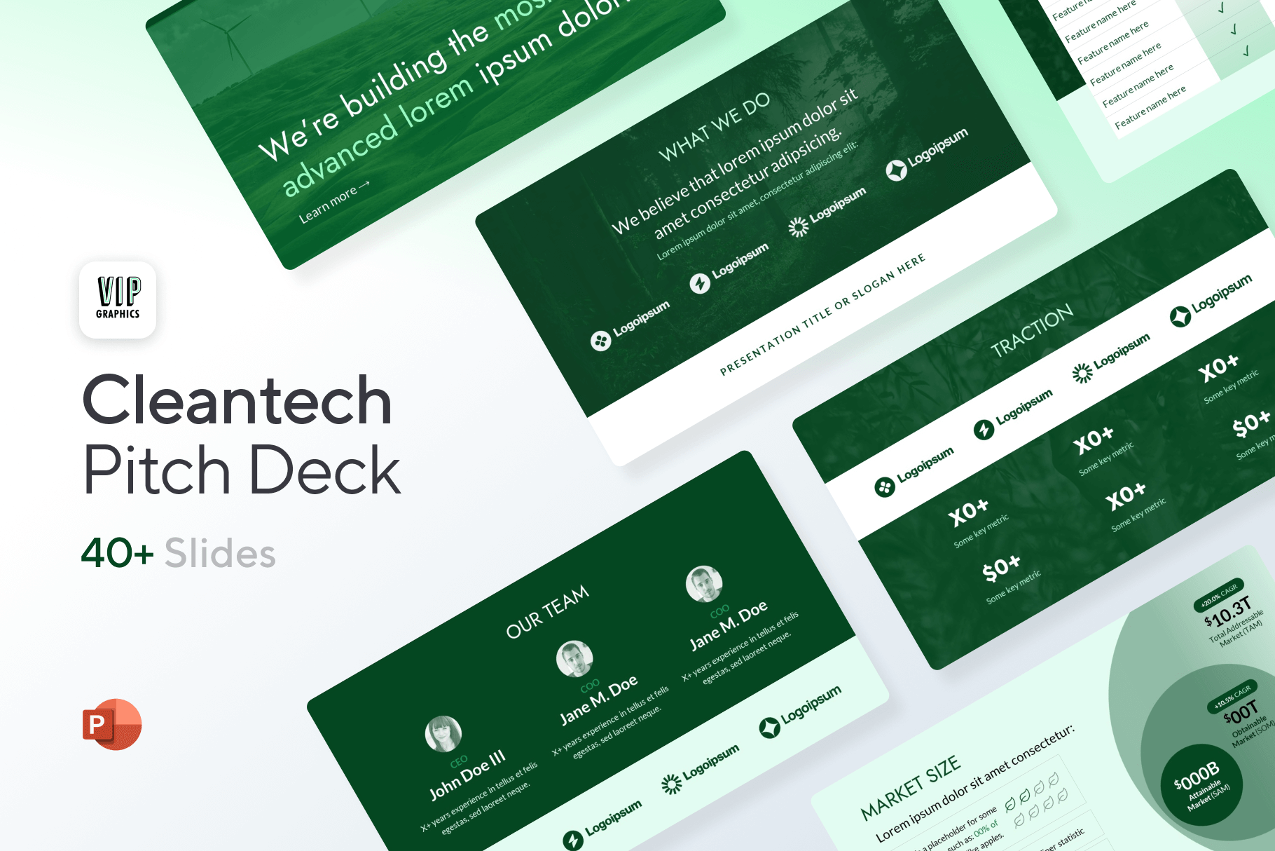 Sustainability Pitch Deck Template - Investor Presentation for sustainability startups | VIP Graphics