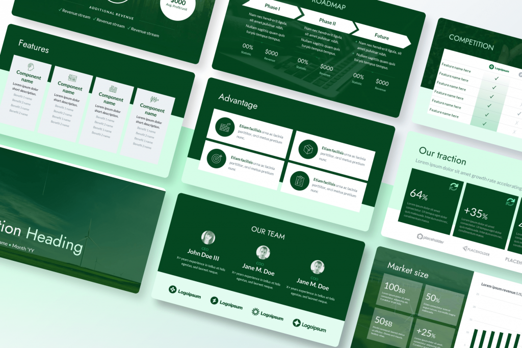 ESG / Green Energy Investor Presentation Template - Cleantech Pitch Deck for PowerPoint (.PPT) | VIP Graphics