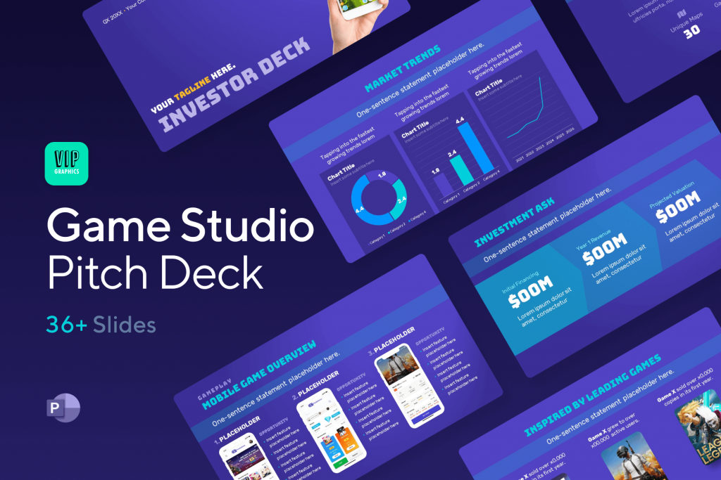 Video Game Studio - Publisher Pitch Deck Template - Investor Presentation | VIP Graphics