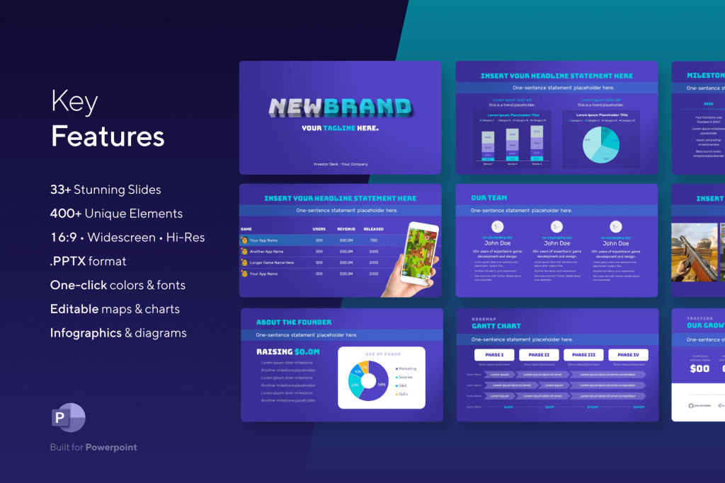Video Game Investor Pitch Deck - Presentation Template for Game Studios & Developers - 33+ slides for PowerPoint | VIP Graphics