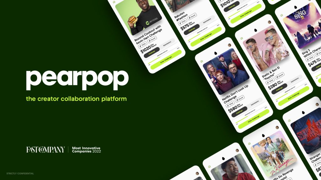 Pearpop Pitch Deck - Cover slide: Best pitch deck examples - $18M Series A for influencer marketing | VIP Graphics