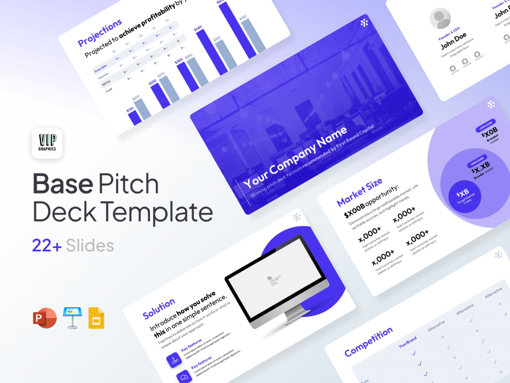 Base Pitch Deck Template: flexible slides for investor presentations