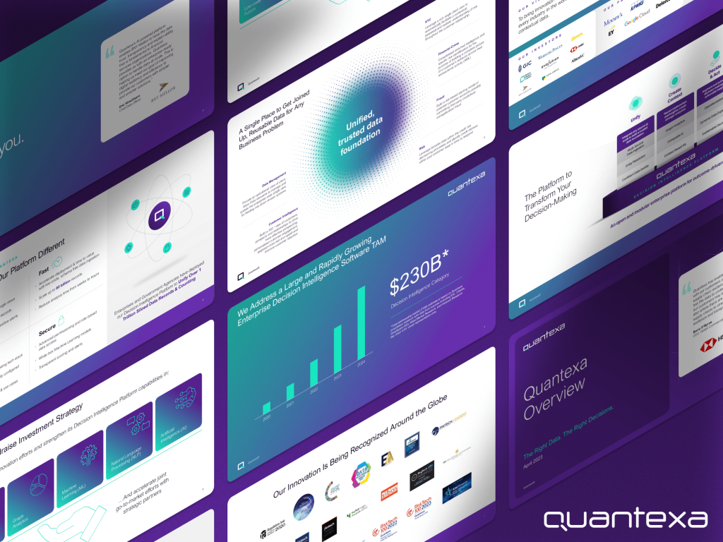 Quantexa Series E Investor Presentation: best pitch deck examples - $129M for AI & big data startup | VIP Graphics
