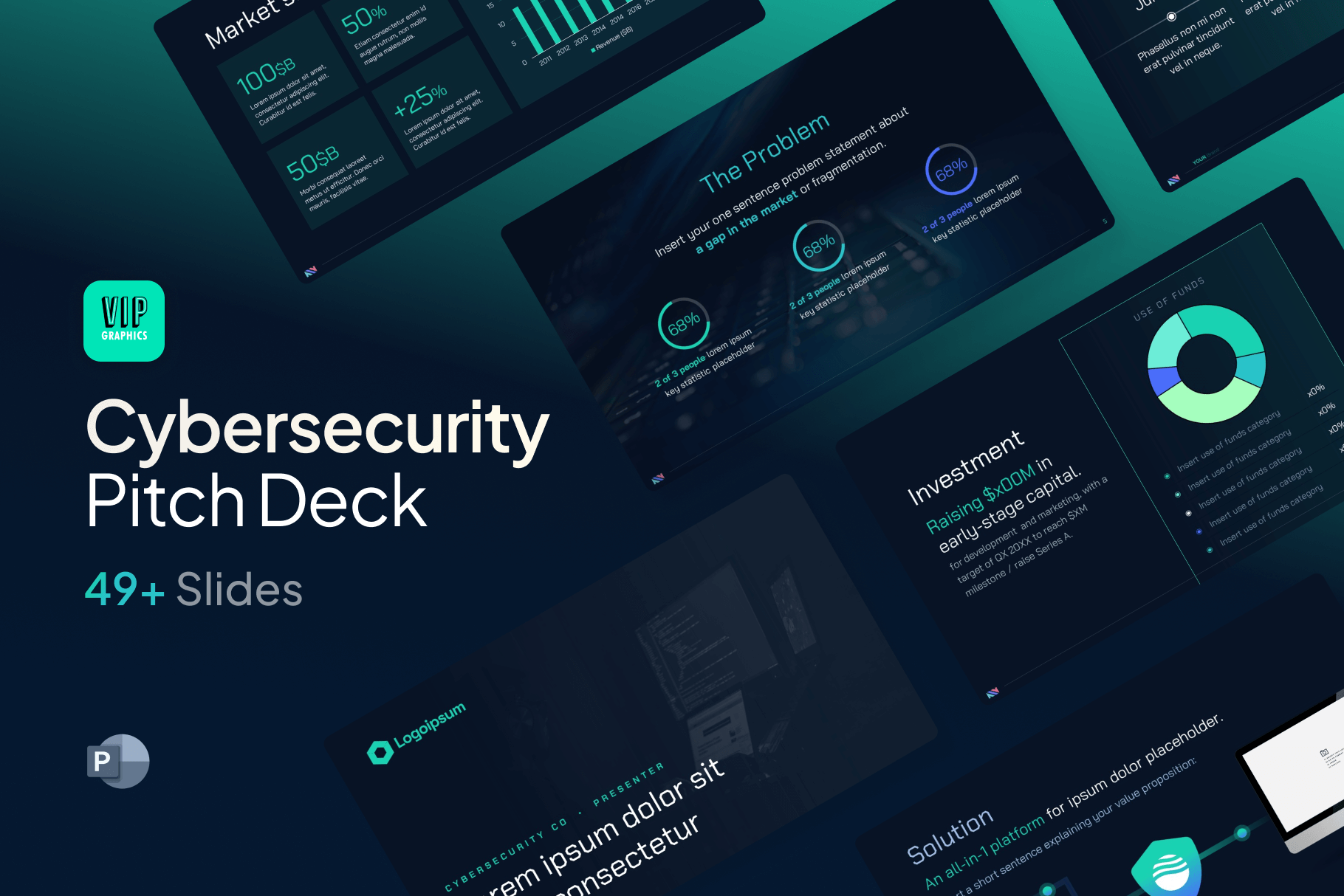 Cybersecurity Pitch Deck Template - Investor Presentation for cybersecurity startups | VIP Graphics
