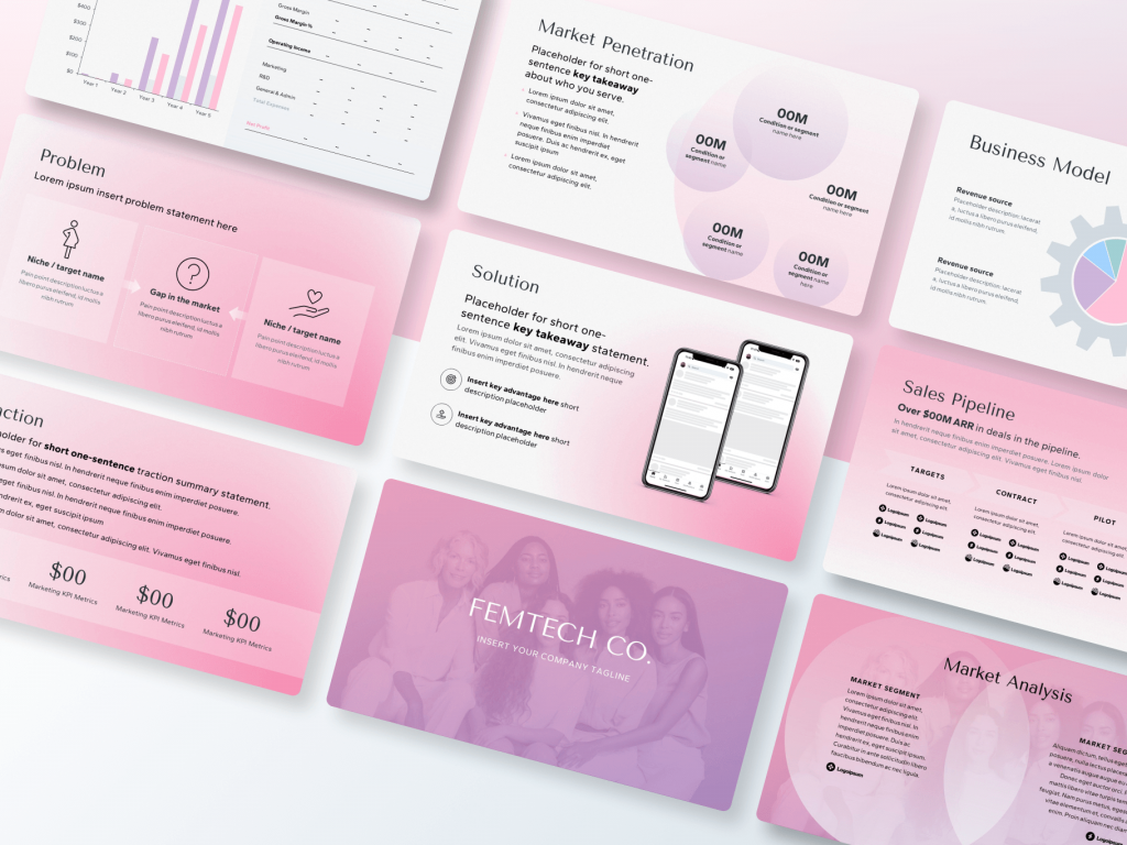 Women's Health & Medicine Pitch Deck - FemTech Startup Investor Presentation Template for PowerPoint | VIP.graphics