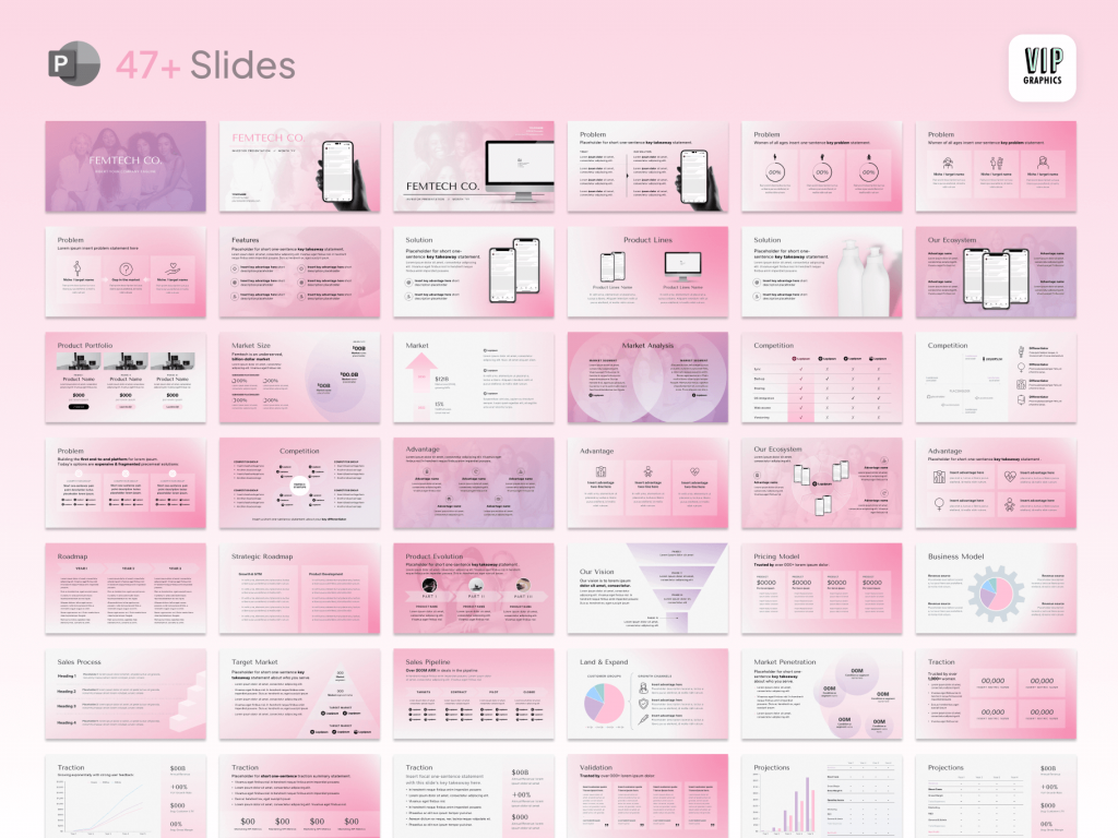 Investor Presentation Template (PPT) for Women's Health & Wellness Startups