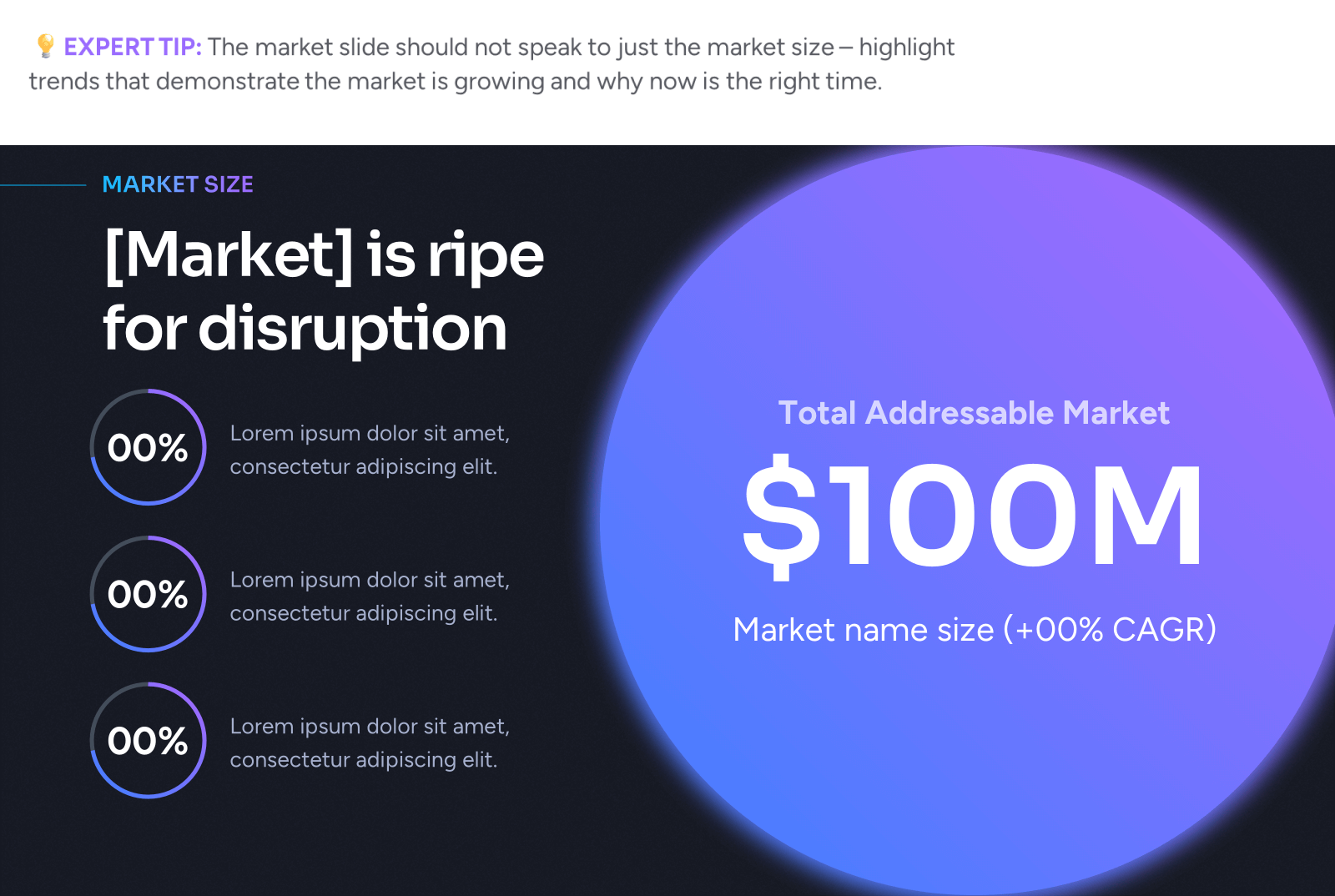 Mobile App Pitch Deck Template - Market Slide + Expert Advice