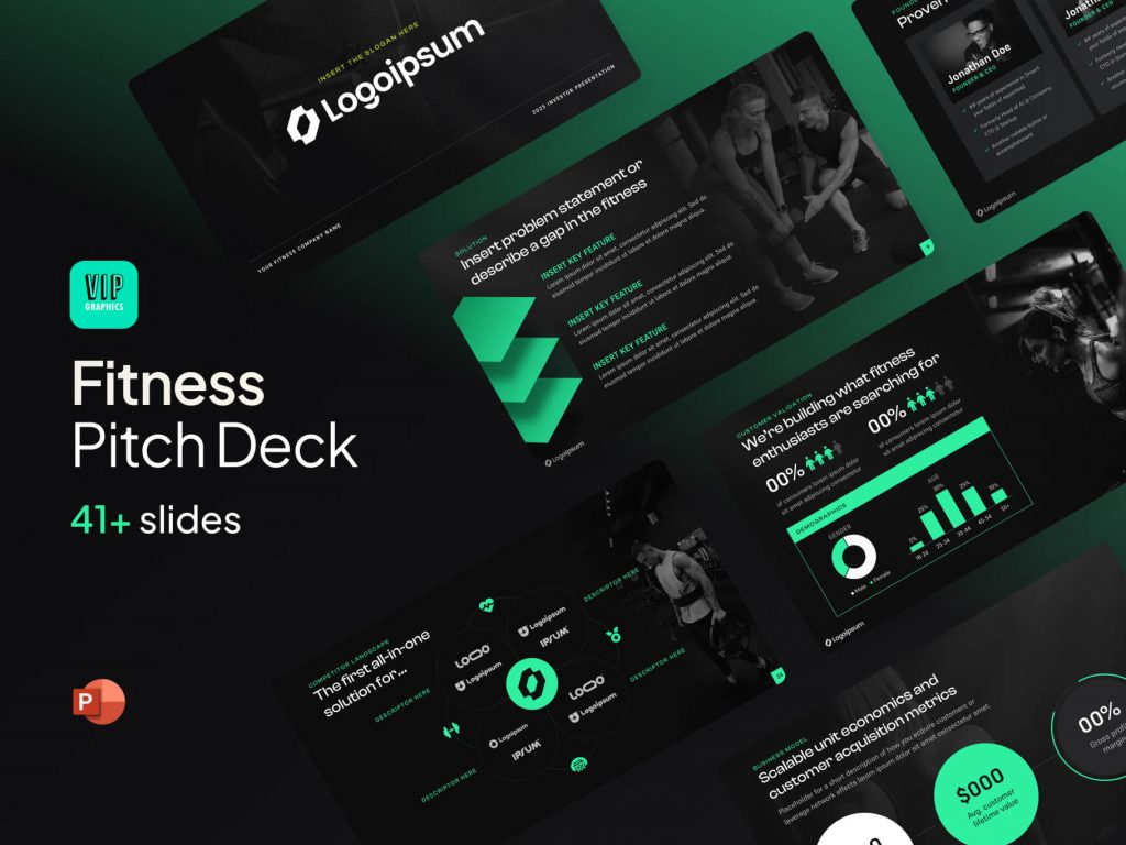 Ready-made Pitch Deck for Fitness Startups and Gyms - PowerPoint Template