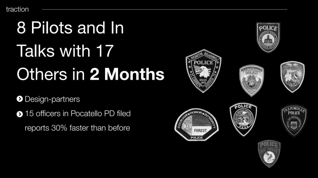 Lolli Pitch Deck - Moat Slide: Best pitch deck examples - $8M Series B round for crypto rewards | VIP Graphics Code Four Pitch Deck - Traction Slide: Best pitch deck examples - $2.7M for police tech | VIP Graphics