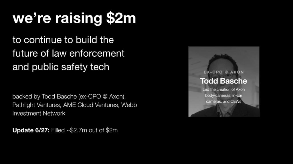 Code Four Pitch Deck - Ask Slide: Best pitch deck examples - $2.7M for police tech | VIP Graphics