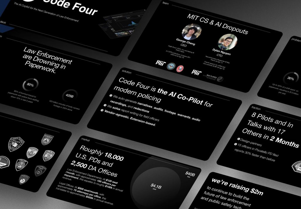Code Four Pitch Deck - $2.7M for Law Enforcement Tech
