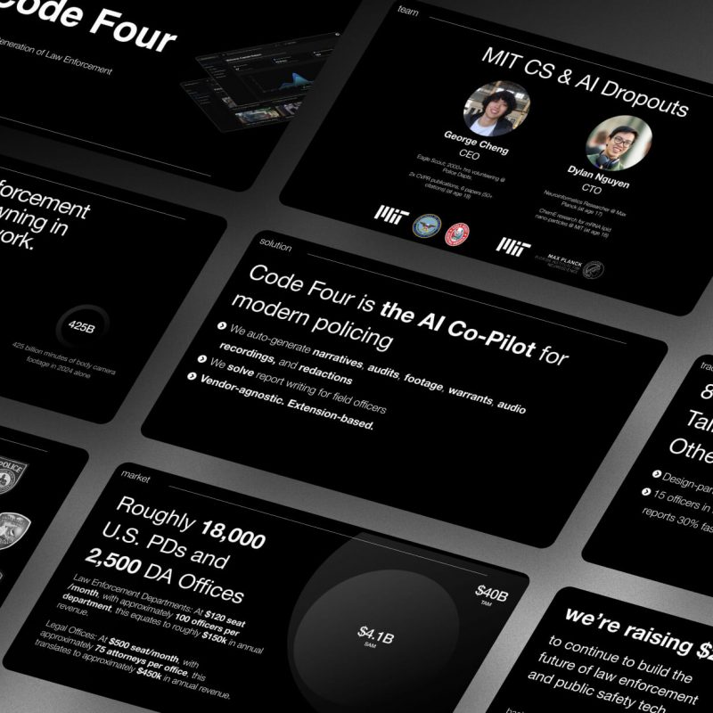 Code Four Pitch Deck - $2.7M for Law Enforcement Tech
