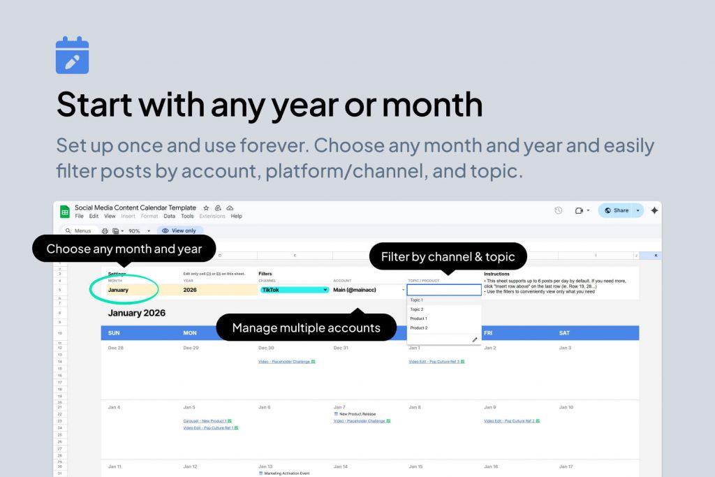 google-sheets-social-media-calendar-template Dynamic Social Media Content Calendar Template - Google Sheets