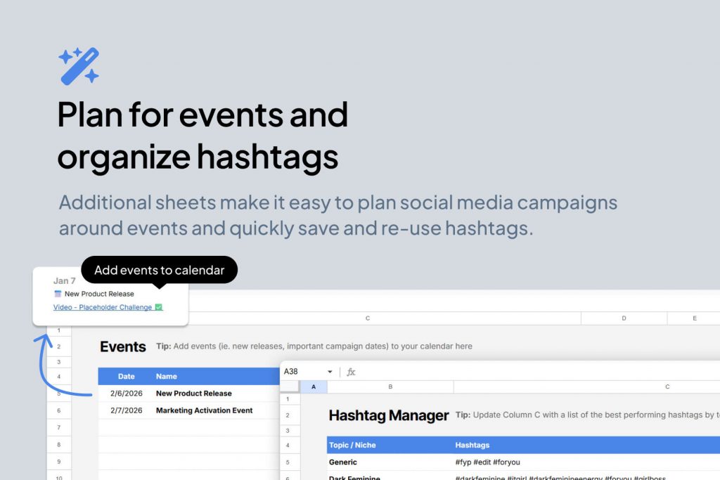 google-sheets-social-media-post-planner-template Google Sheets Social Media Content Calendar Template - Plan for events and hashtags